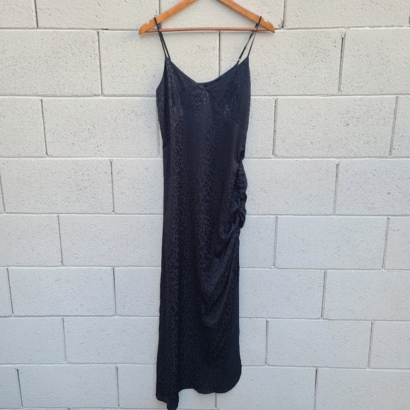 The Range | Cinched Leopard Print Satin Slipdress in Black Size Small - Picture 2 of 12